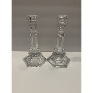 Tiffany & Co Plymouth 8" Crystal Candlestick Pair